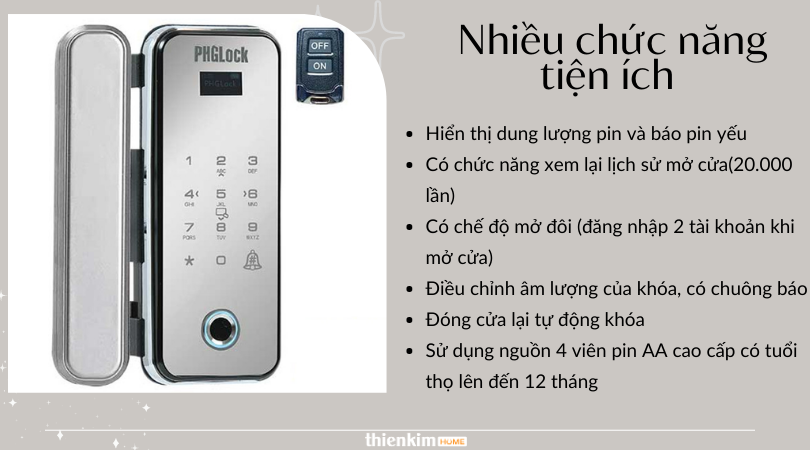 Khóa điện tử PHGlock FG3605 Silver Remote tiện ích